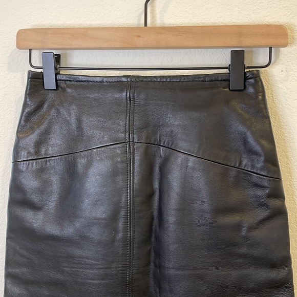 Vintage 80’s Black Leather Mini Skirt Indie Sleaze - Picture 4 of 5
